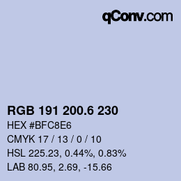 カラーコード: RGB 191 200.6 230 | qconv.com