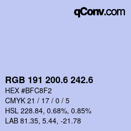 カラーコード: RGB 191 200.6 242.6 | qconv.com