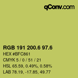 カラーコード: RGB 191 200.6 97.6 | qconv.com