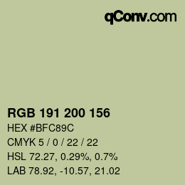 カラーコード: RGB 191 200 156 | qconv.com