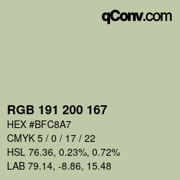 Color code: RGB 191 200 167 | qconv.com