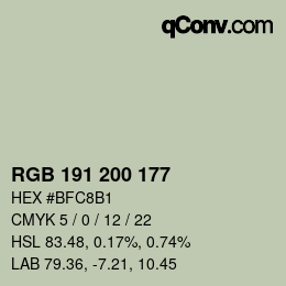 Código de color: RGB 191 200 177 | qconv.com