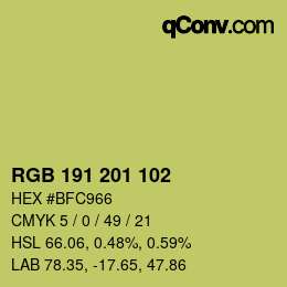 Color code: RGB 191 201 102 | qconv.com