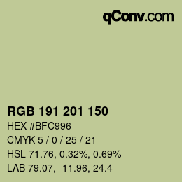 Color code: RGB 191 201 150 | qconv.com