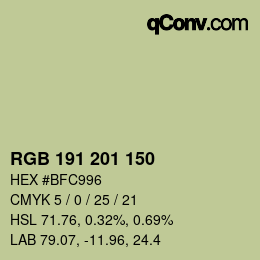 Color code: RGB 191 201 150 | qconv.com