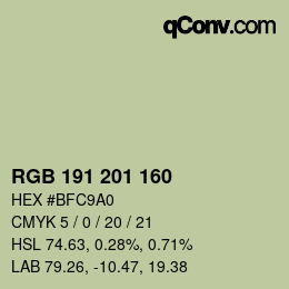 Código de color: RGB 191 201 160 | qconv.com
