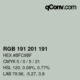 Color code: RGB 191 201 191 | qconv.com