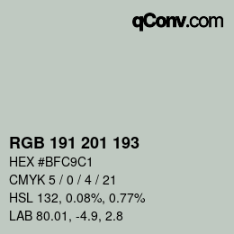 Color code: RGB 191 201 193 | qconv.com