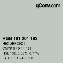 Color code: RGB 191 201 193 | qconv.com