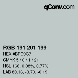 カラーコード: RGB 191 201 199 | qconv.com