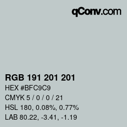 カラーコード: RGB 191 201 201 | qconv.com