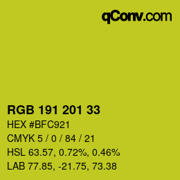 Color code: RGB 191 201 33 | qconv.com