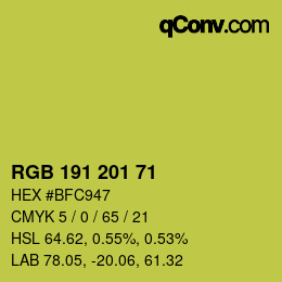 Color code: RGB 191 201 71 | qconv.com