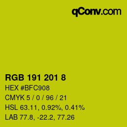 カラーコード: RGB 191 201 8 | qconv.com
