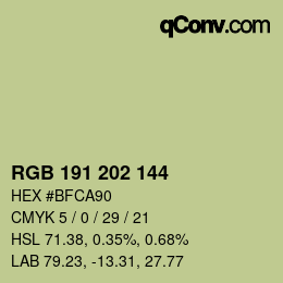 Farbcode: RGB 191 202 144 | qconv.com
