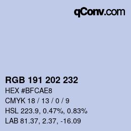 Código de color: RGB 191 202 232 | qconv.com
