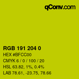 Color code: RGB 191 204 0 | qconv.com