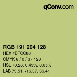 カラーコード: RGB 191 204 128 | qconv.com