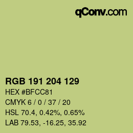 颜色代码: RGB 191 204 129 | qconv.com