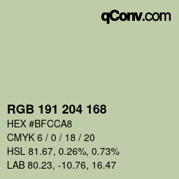 カラーコード: RGB 191 204 168 | qconv.com