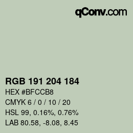 Code couleur: RGB 191 204 184 | qconv.com