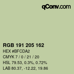 カラーコード: RGB 191 205 162 | qconv.com