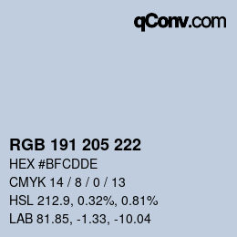 Code couleur: RGB 191 205 222 | qconv.com