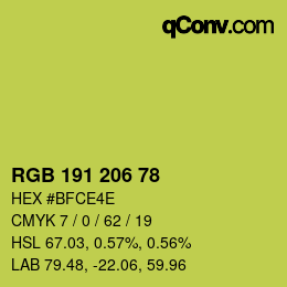 Code couleur: RGB 191 206 78 | qconv.com