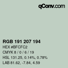 颜色代码: RGB 191 207 194 | qconv.com