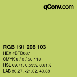 カラーコード: RGB 191 208 103 | qconv.com