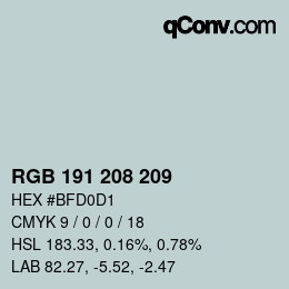 Código de color: RGB 191 208 209 | qconv.com