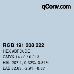 Color code: RGB 191 208 222 | qconv.com