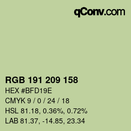 Color code: RGB 191 209 158 | qconv.com