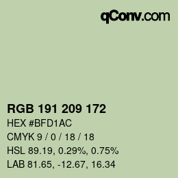 Color code: RGB 191 209 172 | qconv.com