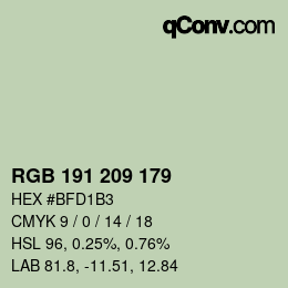 Código de color: RGB 191 209 179 | qconv.com