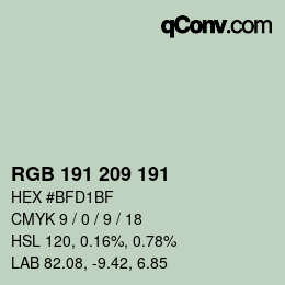 カラーコード: RGB 191 209 191 | qconv.com
