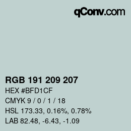 Farbcode: RGB 191 209 207 | qconv.com