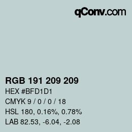 Color code: RGB 191 209 209 | qconv.com