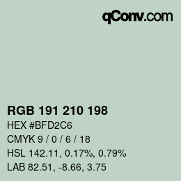 Color code: RGB 191 210 198 | qconv.com