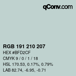 Código de color: RGB 191 210 207 | qconv.com
