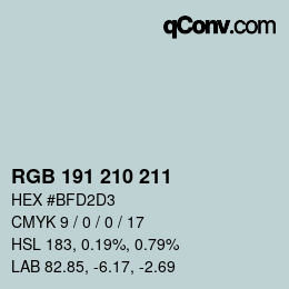 Farbcode: RGB 191 210 211 | qconv.com
