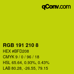 カラーコード: RGB 191 210 8 | qconv.com