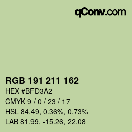 Color code: RGB 191 211 162 | qconv.com