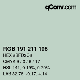 カラーコード: RGB 191 211 198 | qconv.com