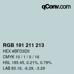Código de color: RGB 191 211 213 | qconv.com