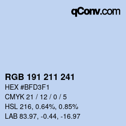Color code: RGB 191 211 241 | qconv.com