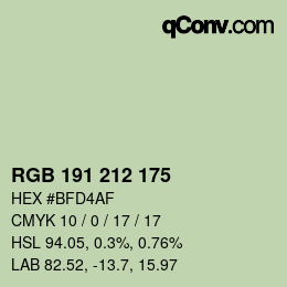 Farbcode: RGB 191 212 175 | qconv.com