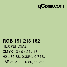 カラーコード: RGB 191 213 162 | qconv.com