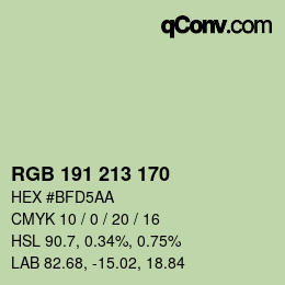 颜色代码: RGB 191 213 170 | qconv.com