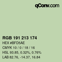 Farbcode: RGB 191 213 174 | qconv.com